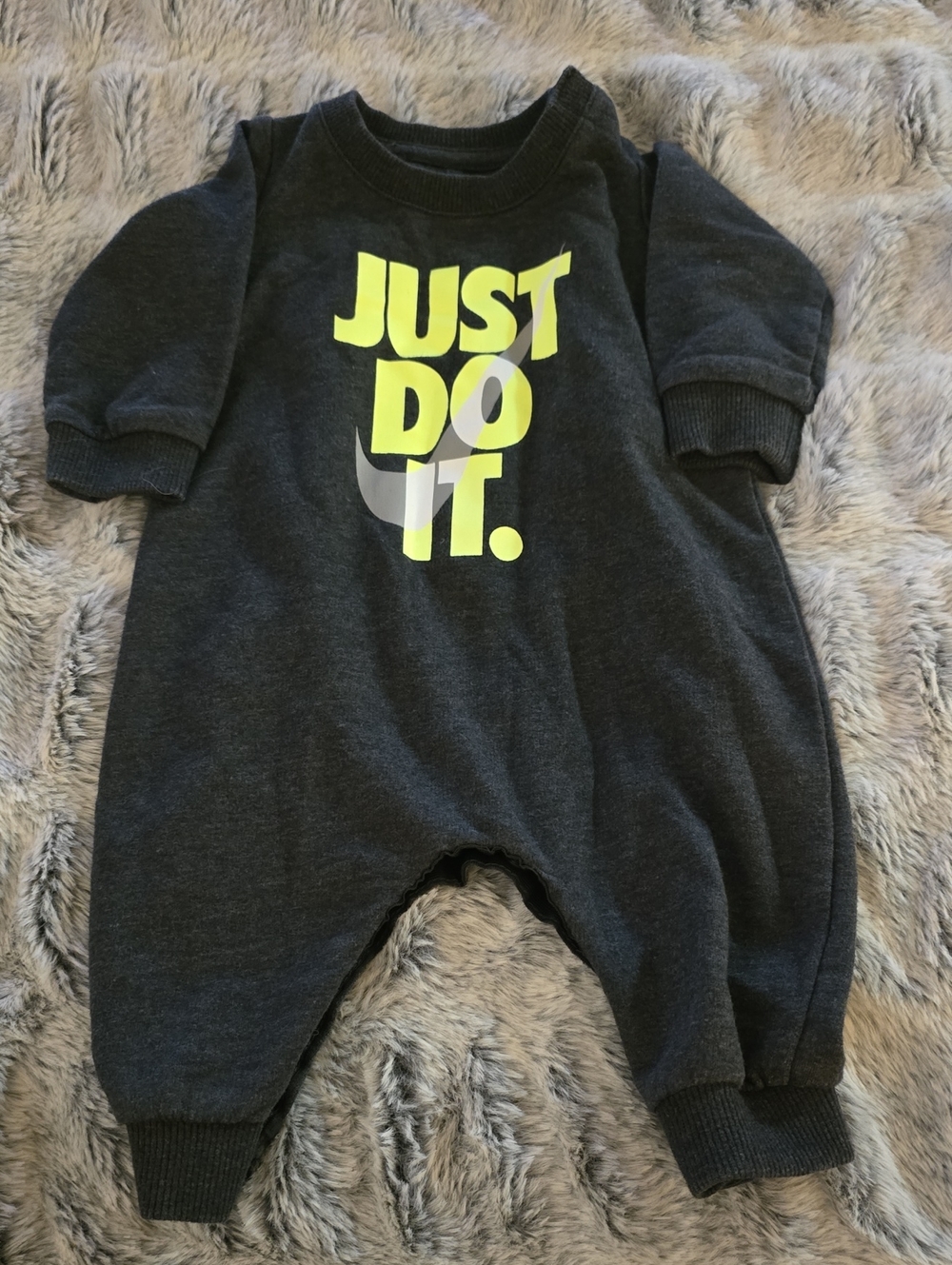 Nike Charcoal Footie with Neon Yellow "Just Do It"